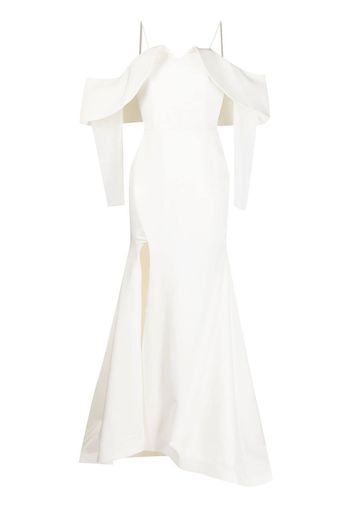 BAZZA ALZOUMAN mermaid crepe cold-shoulder gown - Bianco