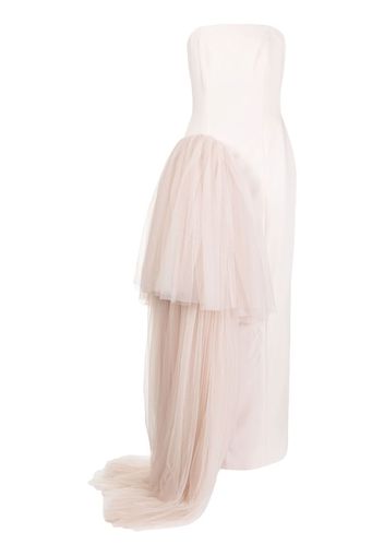 BAZZA ALZOUMAN crepe tulle drape gown - Toni neutri