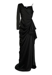 BAZZA ALZOUMAN asymmetric satin draped gown - Nero