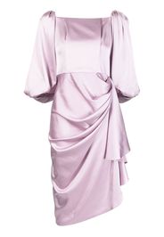 BAZZA ALZOUMAN bell-sleeve silk wrap dress - Viola