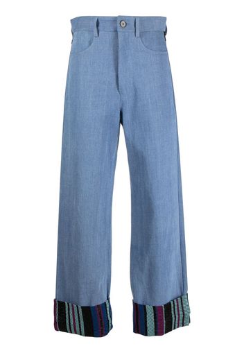 Benjamin Benmoyal striped-trim wide-leg jeans - Blu