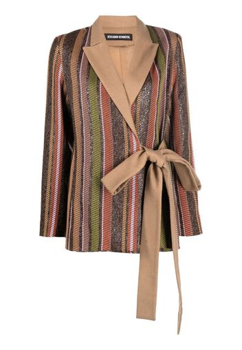 Benjamin Benmoyal striped belted blazer - Marrone