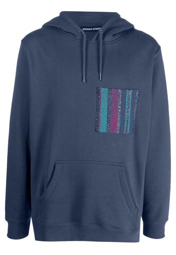 Benjamin Benmoyal striped-patch organic-cotton hoodie - Blu