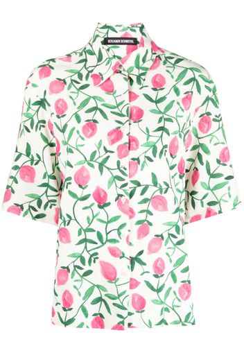 Benjamin Benmoyal floral-print cotton-linen shirt - Toni neutri