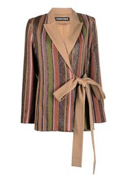 Benjamin Benmoyal striped belted blazer - Marrone