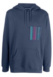 Benjamin Benmoyal striped-patch organic-cotton hoodie - Blu