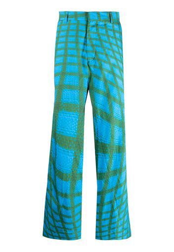 Bianca Saunders abstract-print straight-leg trousers - Blu