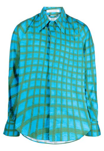 Bianca Saunders abstract-print cotton shirt - Blu