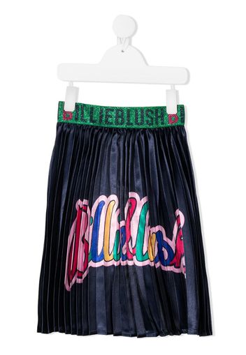 logo-print pleated skirt