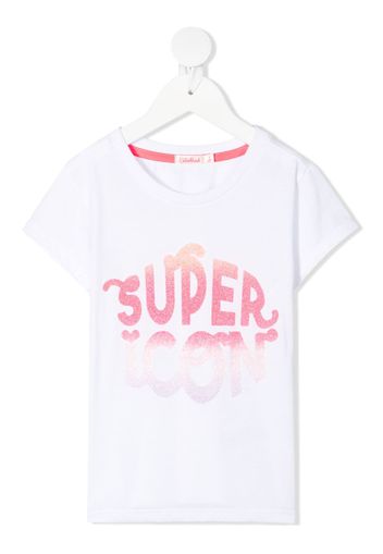 Billieblush glitter 'super icon' print T-shirt - Bianco