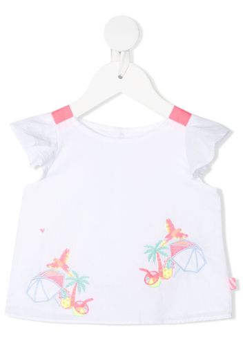 Billieblush embroidered motif cotton blouse - Bianco