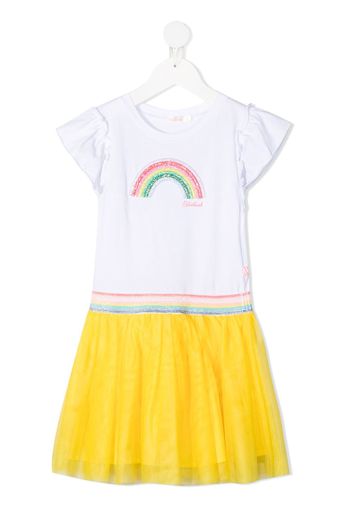 Billieblush rainbow tulle cotton dress - Bianco