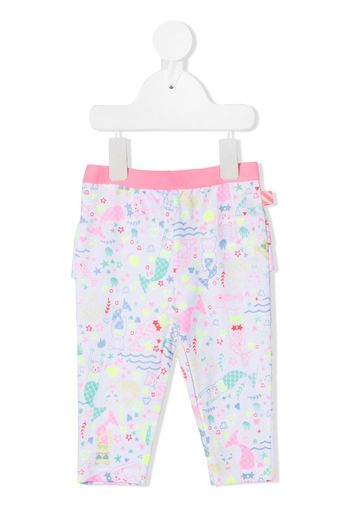 Billieblush mermaid-print trousers - Bianco