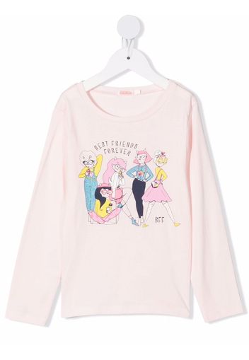 Billieblush glitter logo long-sleeved top - Rosa