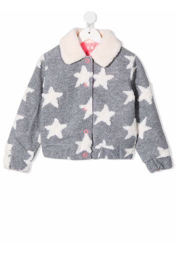 Billieblush faux-shearling all-over stars jacket - Grigio