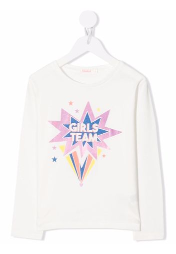 Billieblush glittered-stars long-sleeved T-shirt - Bianco