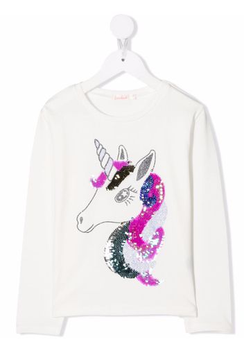 Billieblush sequin unicorn print T-shirt - Bianco