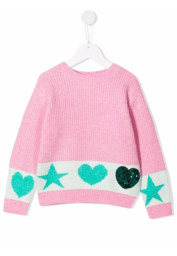 Billieblush heart-patch knitted jumper - Rosa