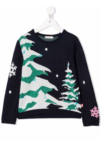 Billieblush Winter tree-intarsia jumper