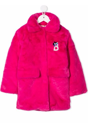 Billieblush logo faux-fur coat - Rosa