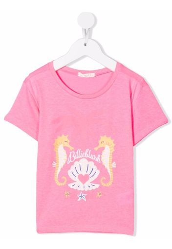 Billieblush seahorse-print branded T-Shirt - Rosa