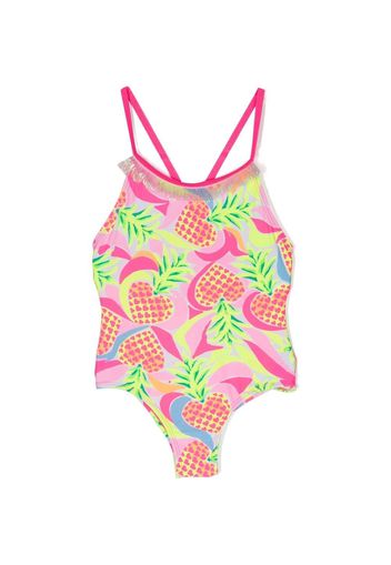 Billieblush fringe-detail pineapple-print swimsuit - Rosa