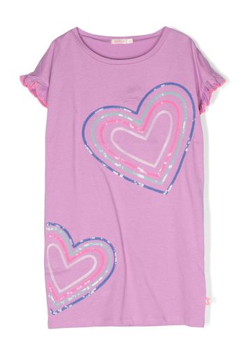 Billieblush love heart-print sequinned T-shirt dress - Viola