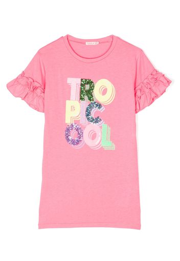 Billieblush glitter-detail slogan-print T-shirt - Rosa