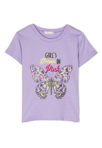 Billieblush butterfly-print cotton T-shirt - Viola