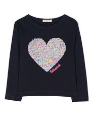 Billieblush sequinned-heart long-sleeve T-shirt