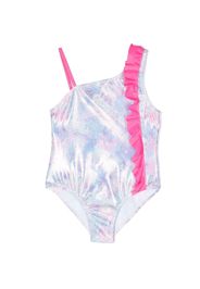 Billieblush ruffled-detail glitter swimsuit - Bianco