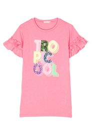 Billieblush glitter-detail slogan-print T-shirt - Rosa