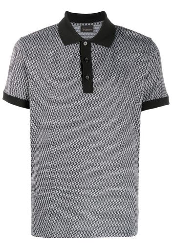 geometric print polo shirt