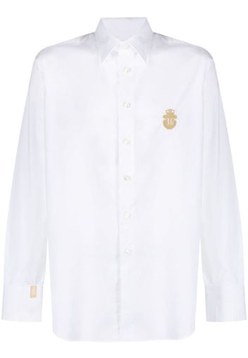 embroidered monogram button-up shirt