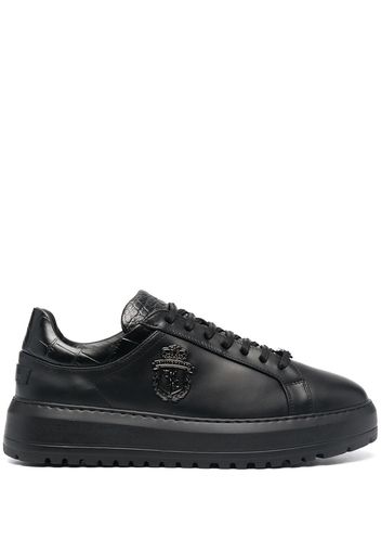 Billionaire Crest leather low-top trainers - Nero