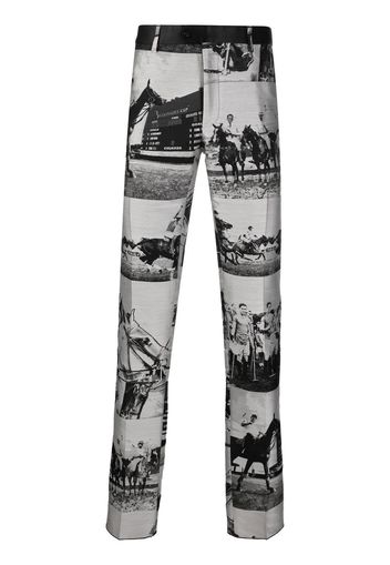 Billionaire horse-print slim trousers - Grigio