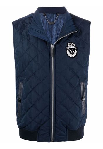 Billionaire crest-embroidered quilted gilet - Blu