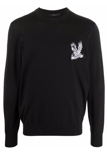 Billionaire falcon-motif long-sleeved sweater - Nero