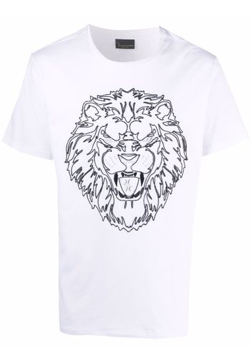 Billionaire lion-embroidered T-shirt - Bianco