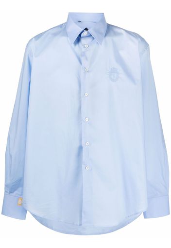 Billionaire logo-embroidered cotton shirt - Blu