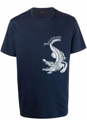 Billionaire crocodile-motif cotton T-Shirt - Blu