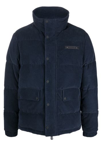 Billionaire logo-patch corduroy padded jacket - Blu