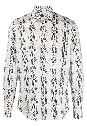 Billionaire monogram-print long-sleeve shirt - Bianco