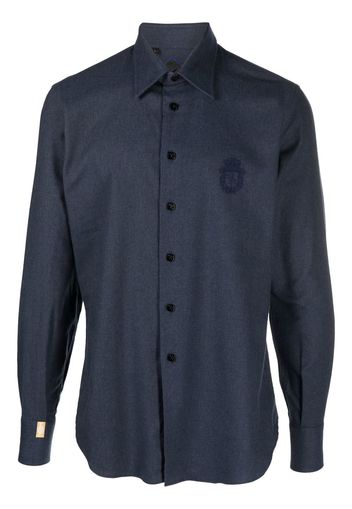 Billionaire embroidered-logo button-up shirt - Blu