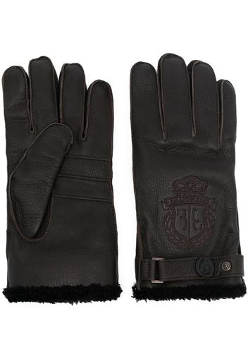 Billionaire embroidered-logo faux-fur lined gloves - Marrone