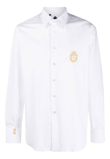 Billionaire logo-embroidered long-sleeved shirt - Bianco