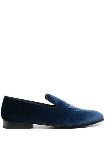 Billionaire crest-motif velvet loafers - Blu