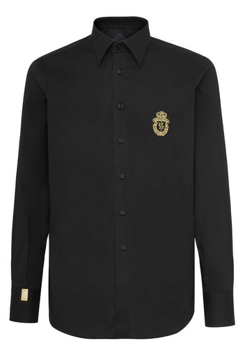 Billionaire Gordon crest-embroidered poplin shirt - Nero