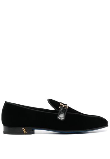 Billionaire logo-plaque velvet loafers - Nero