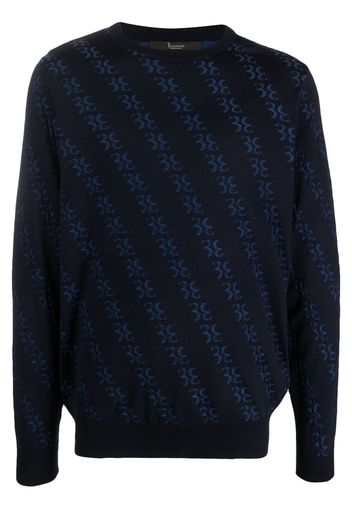 Billionaire monogram-jacquard knitted jumper - Blu